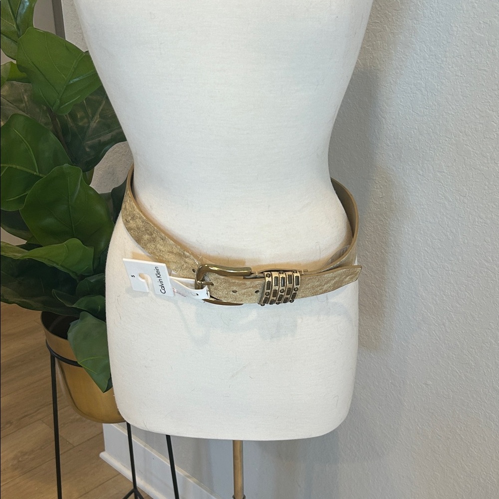 Calvin Kline Women's Metallic Gold Belt